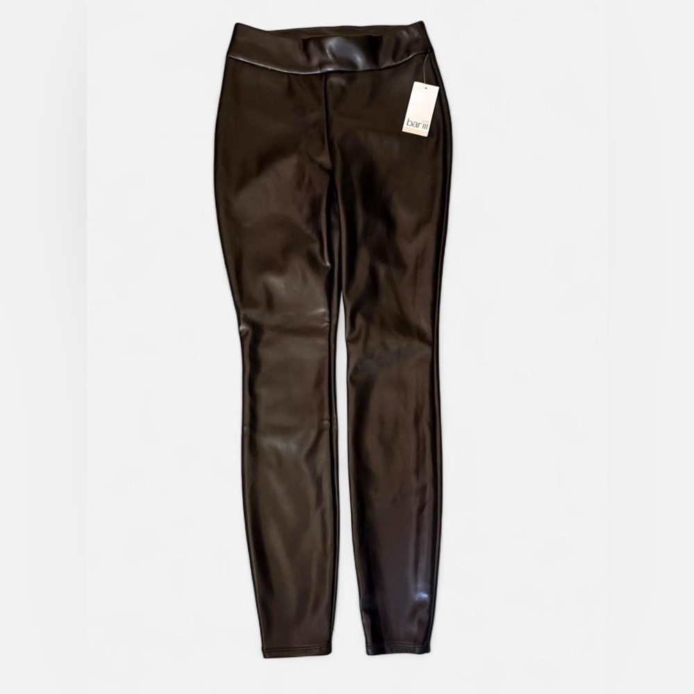 Bar III Black Faux Leather Pants